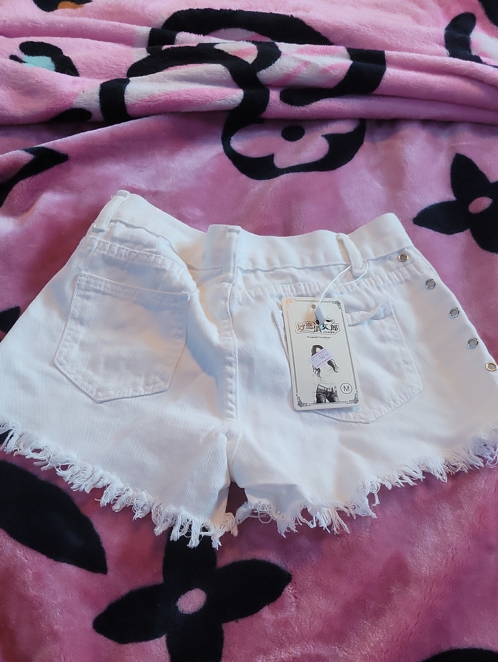 White Frayed Hem Women’s Denim Shorts
